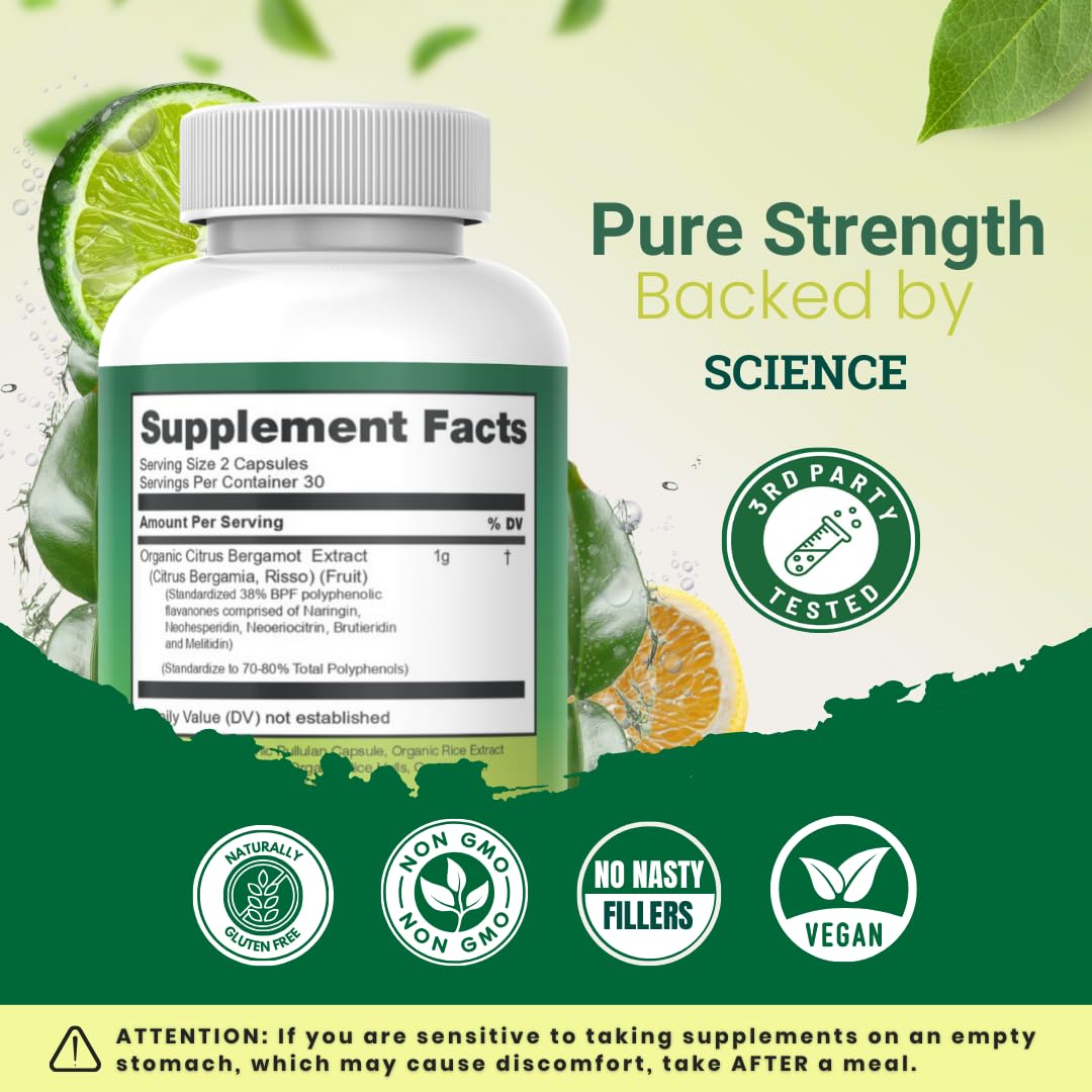 USDA Organic Citrus Bergamot - Italian Bergamonte- High Polyphenols 60caps — Amazon image 6