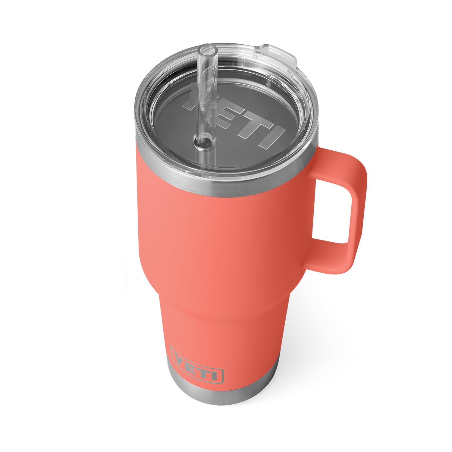 Yetirambler 35 Oz Straw Mug Vacuum Insulated Stainless Steel Coral