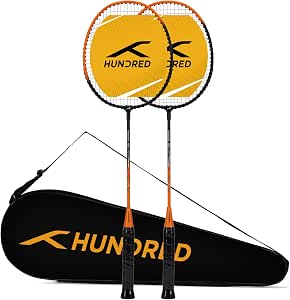 HUNDRED POWERTEK Racchetta Da Badminton – Telaio In Alluminio, Testa Isometrica, 2 Pezzi Con Custodia, Rossa - 4