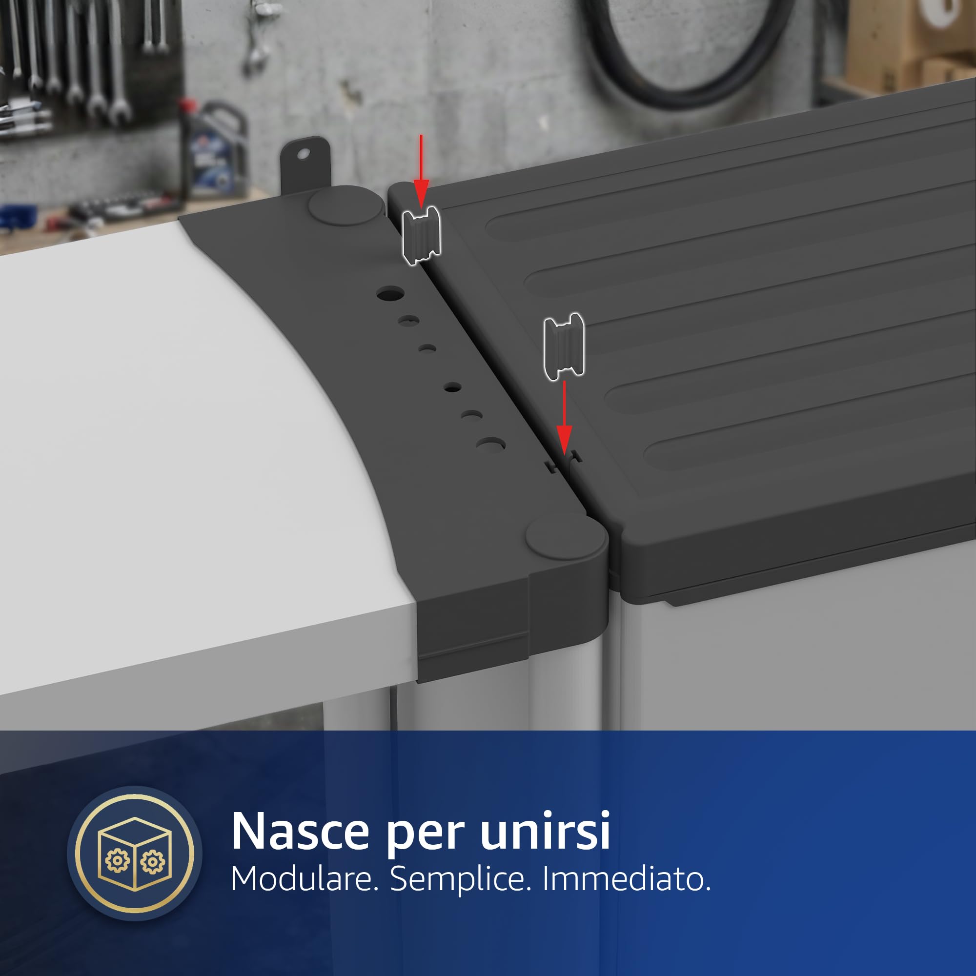 Sicignano Armadietto Modulare in Resina a 1 Anta, Colonna Salvaspazio Stretta con Ripiani Regolabili, Mobile Multiuso per Interno, Esterno, Lavanderia e Bagno, Grigio (cm.34x38x85h, 2 Piani)