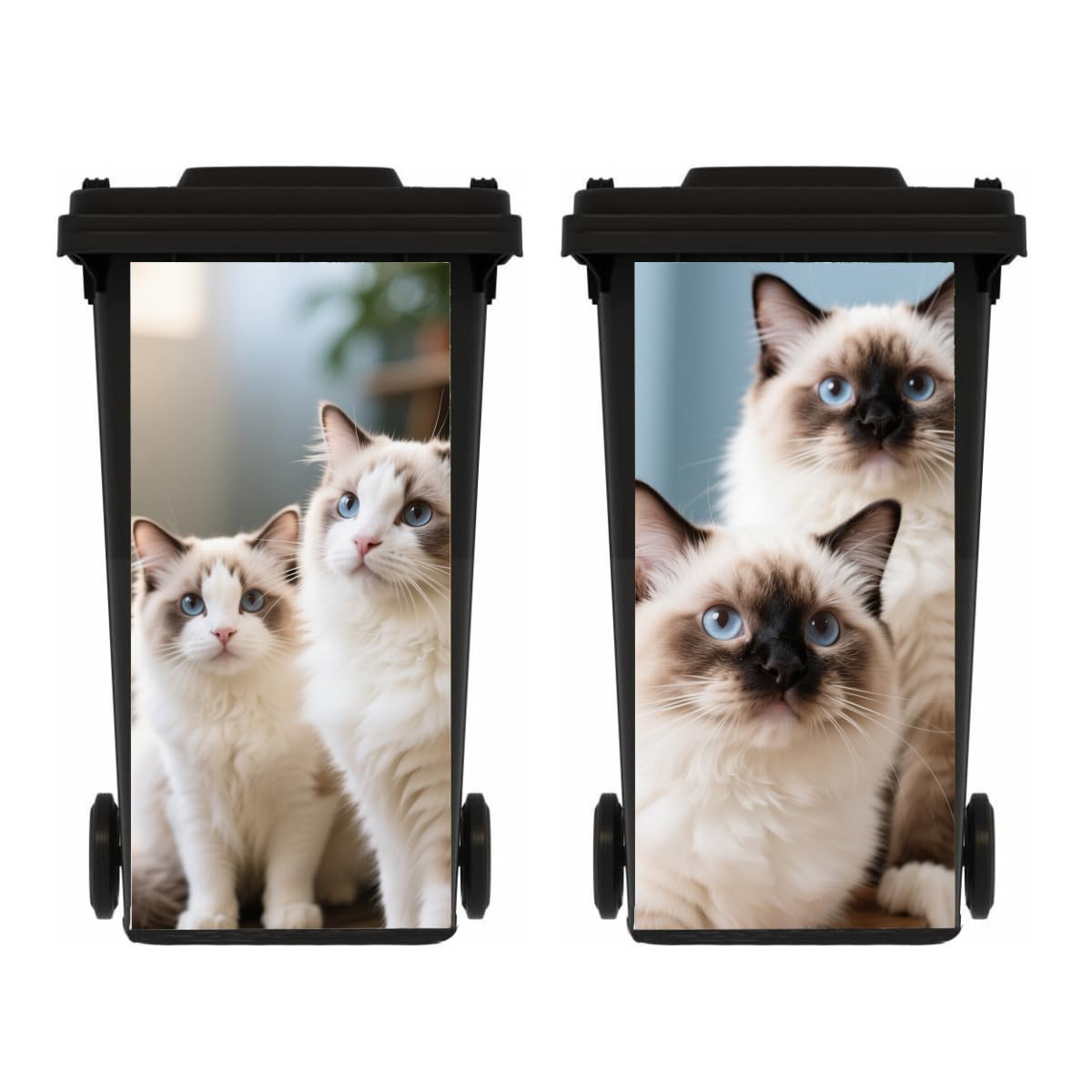 XZTRFB 2 Sheets Cat Wheelie Bin Stickers Self Adhesive Dustbin Sticker Decal for House Decoration, Fridge, Bins Wall, Indoor Outdoor
