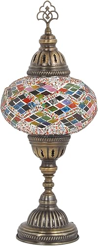 Miniatura 2 de Turkish Lamp Mosaic Table Lamps | Turkish Moroccan Lamp with Bronze Base | Handmade Tiffany Night Lamp | Mosaic Glass Bedside Night Lamp with Led