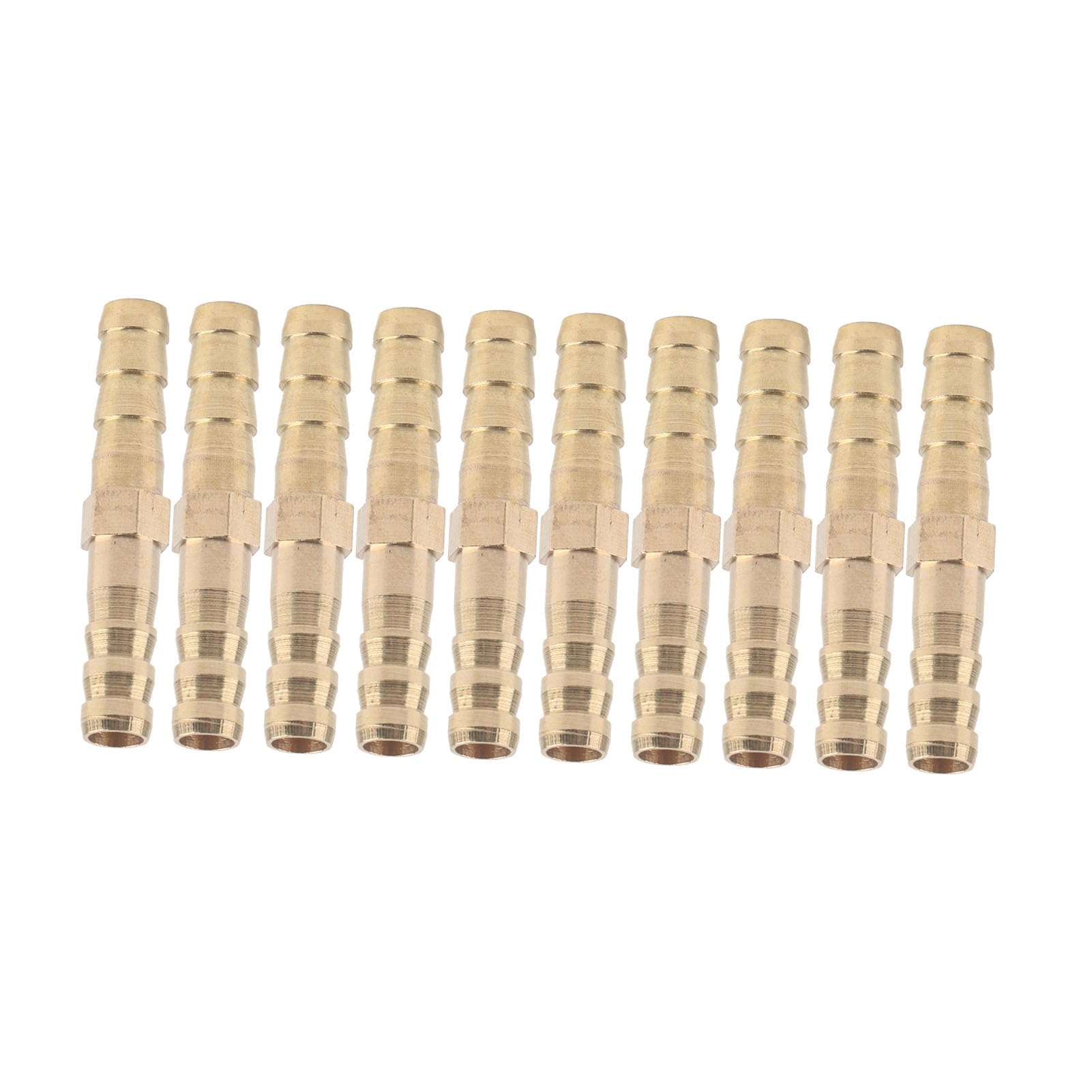 Jelquix Brass Straight Barbed Connector Durable Fitting for Air Water Oil Gas for Power Tools Home Piping 10mm (6mm(10pcs))