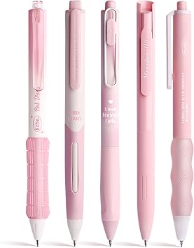 5PCs Pastel Gel Ink Pen Set,Retractable Black Ink Pens 0.5mm Fine Point | Smooth Writing, Quick-Drying, No Smear,Black Gel Pens for Writing, Journaling, Note Taking, Home, School, Office Supplies
