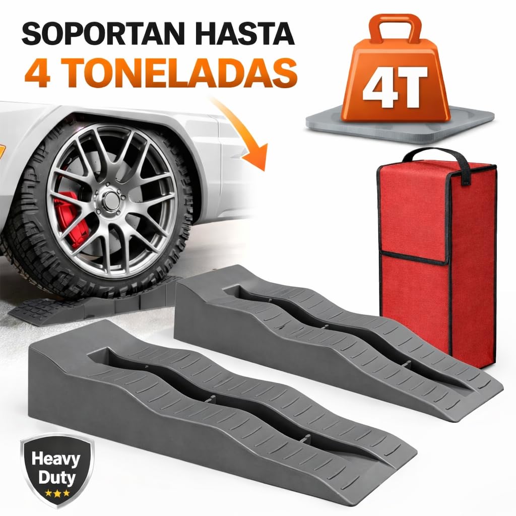 Calzos para Ruedas de Caravana y Autocaravana – Juego de 2 Calzos con Bolsa de Transporte, Antideslizantes, 3 Niveles de Altura, Soportan hasta 4 Toneladas, para Camper, Furgoneta y RV