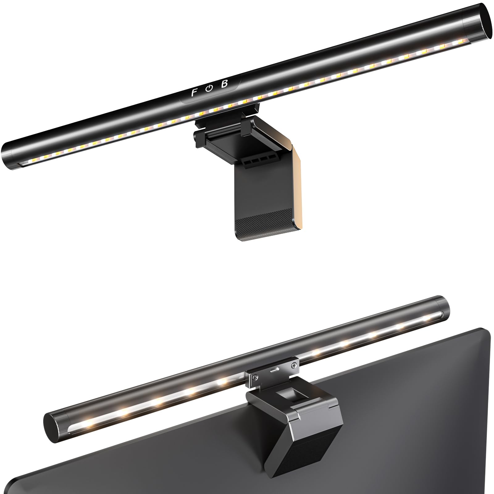 PUTORSEN Lampe LED pour Écran d'Ordinateur - Barre Lumineuse Double Face 42cm avec Contrôle Tactile, Luminosité Réglable et Température de Couleur Ajustable pour Écrans Plats et Courbes