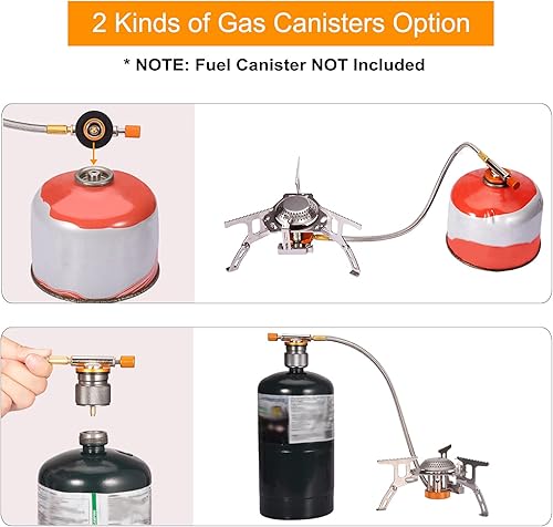 Miniatura 4 de Estufa de gas portátil para acampar con adaptador de tanque de propano de 1 libra, estufa de campamento plegable con encendido piezoeléctrico para