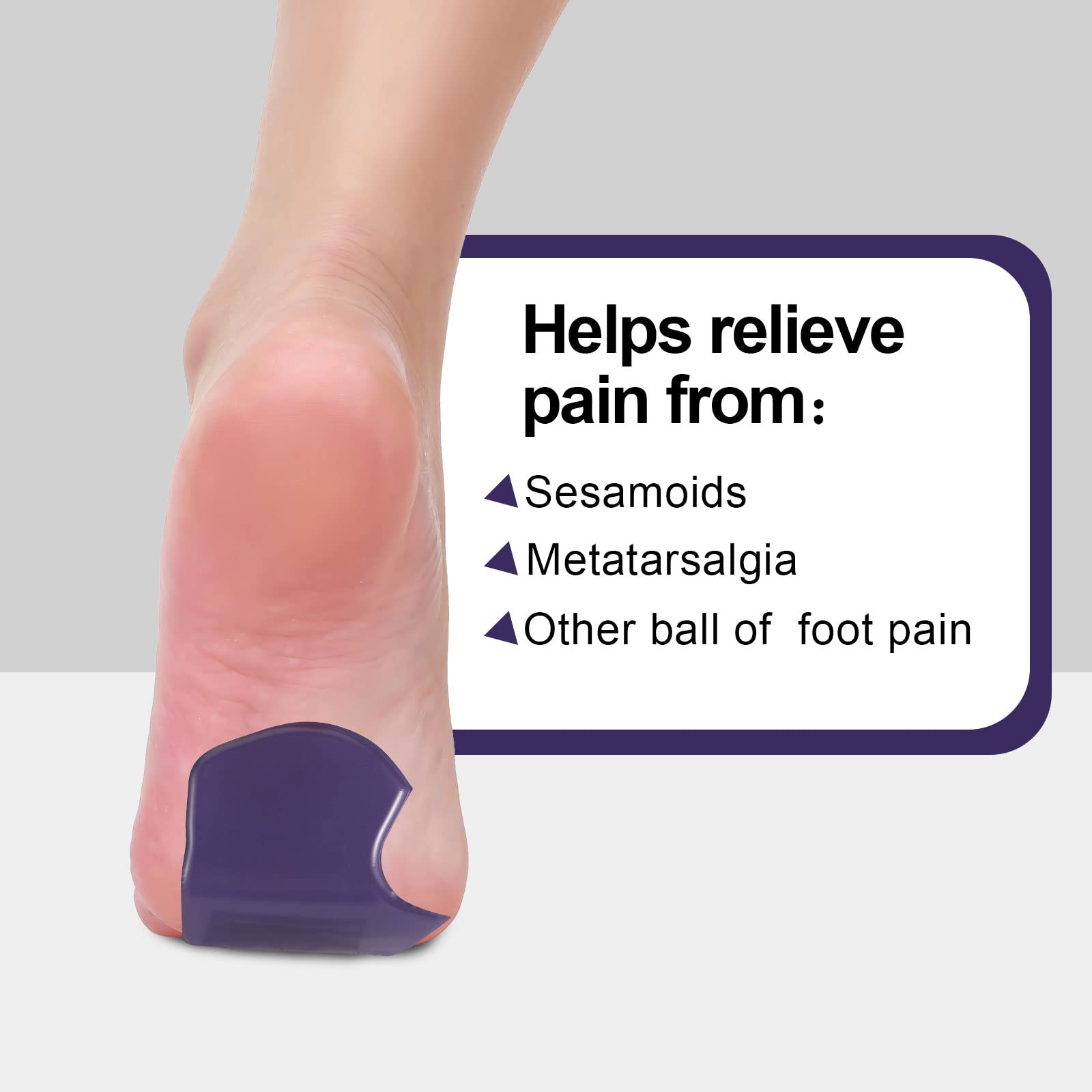 Vabean 8 almohadillas de gel para bailarina, almohadillas de gel para aliviar el estrés y el cuidado de los pies, color morado