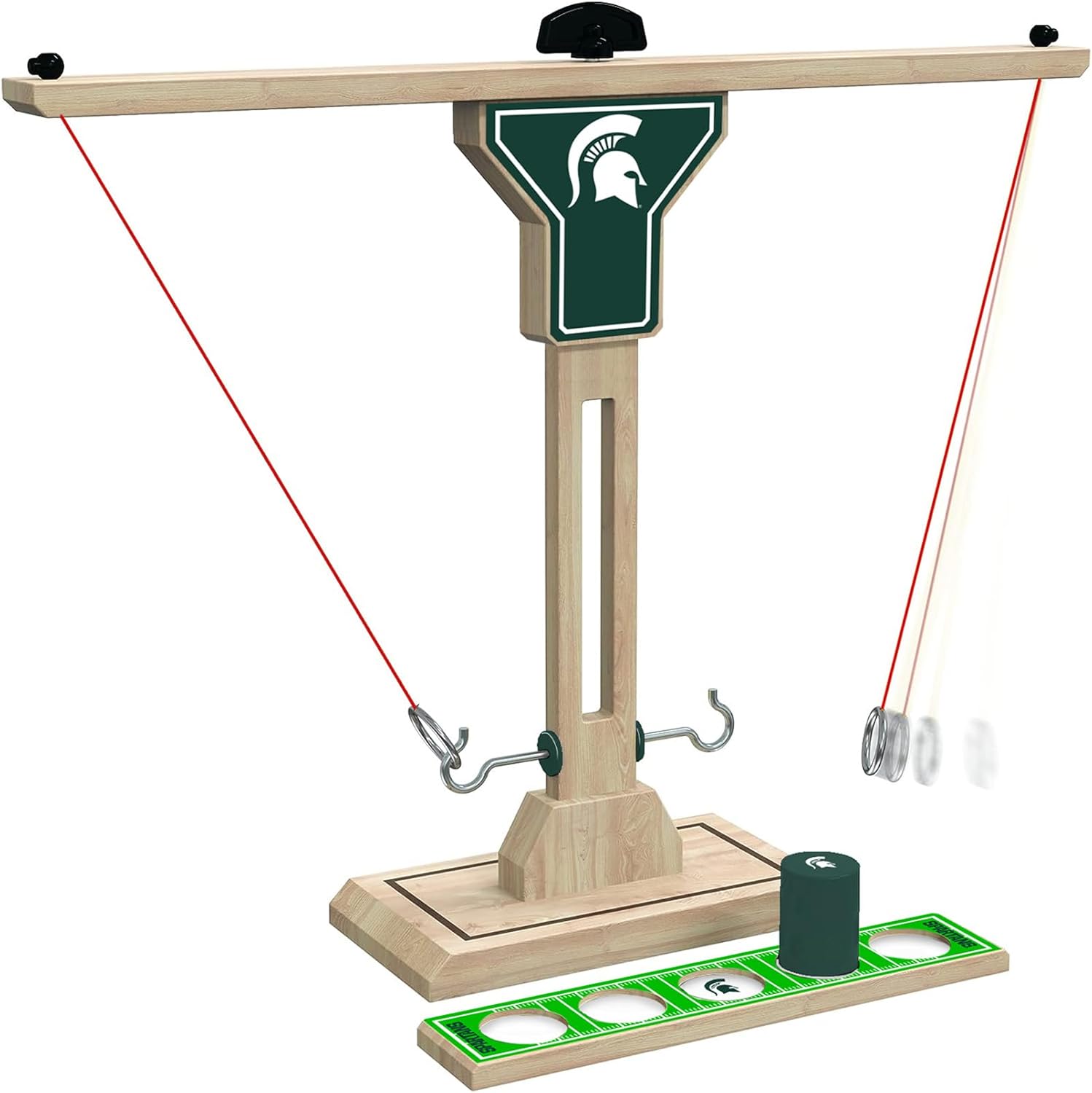 Wild Sports NCAA Michigan State Spartans Wooden Ring Swing Battle - Head-to-Head Ring Toss Hook & Ring Game for College Football Fans