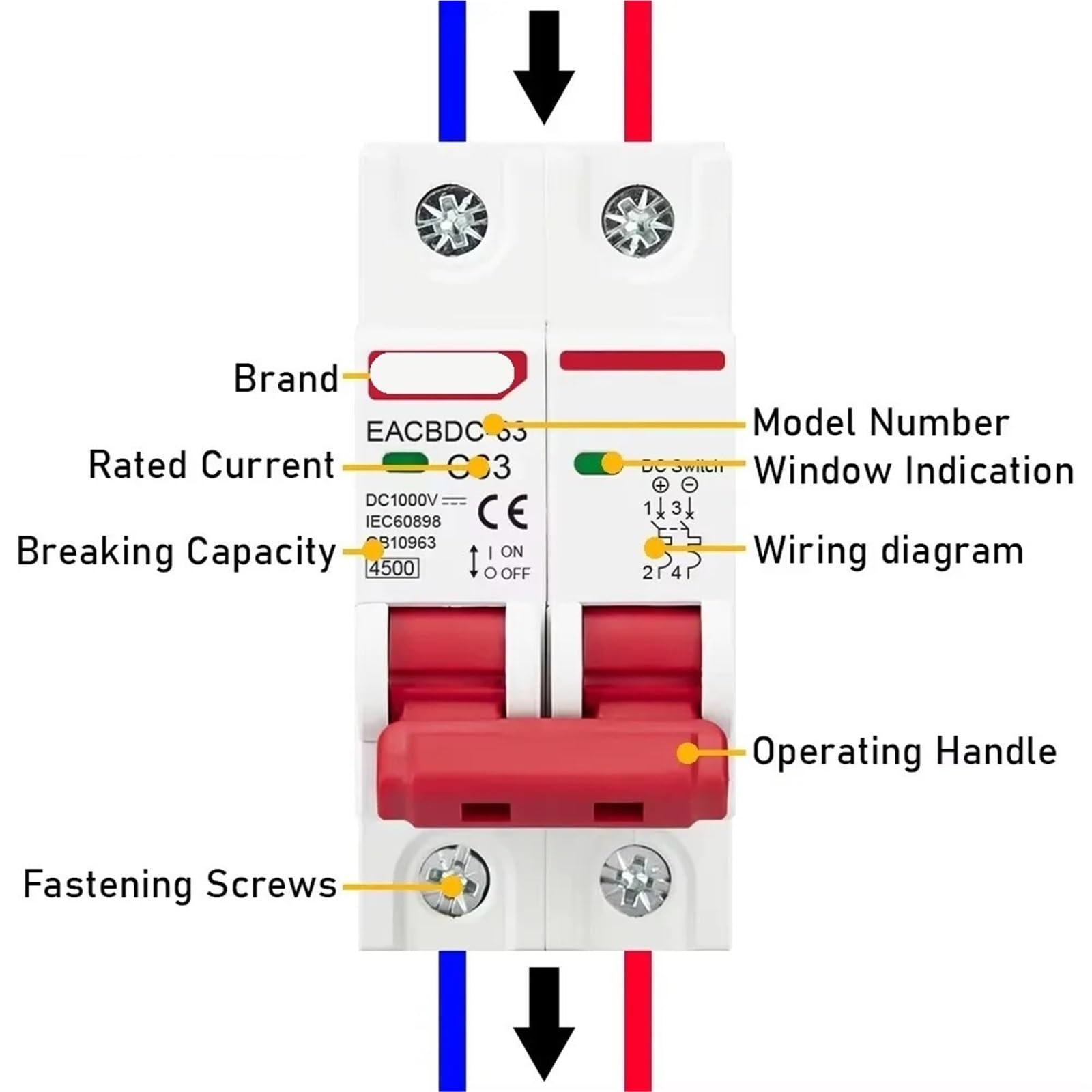 1P 2P 3P 4P DC 1000V MCB Solar Circuit Breaker Überlast Schutz Schalter 6A-25A PV 1Pcs(3P,16A)