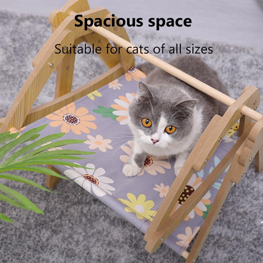猫用棚、 犬用ベッド 猫用スイングチェア ハンモック ペット用ハンモック コットンとリネンのマット付き 小型犬・猫に最適 屋内・屋外