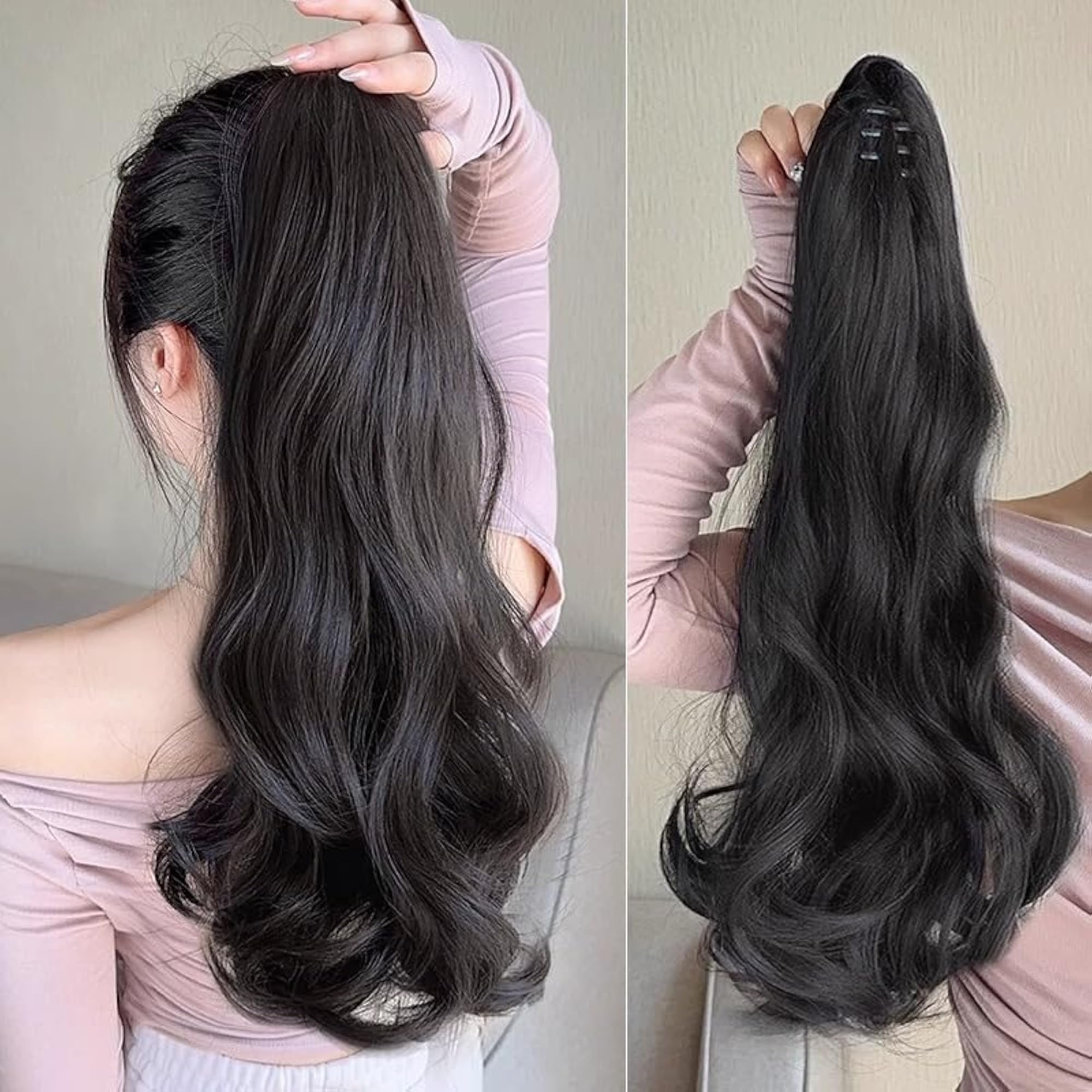 Dark Brown Ponytail Wig, 50 Cm Curly Hair