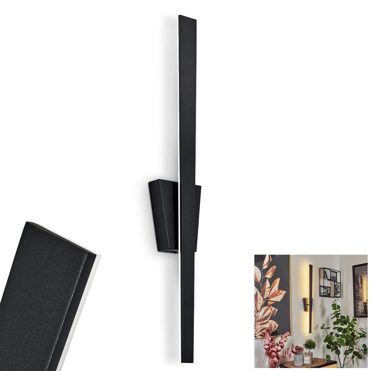 HOFSTEIN LED Wandleuchte Meels, moderne Wandlampe aus Metall/Kunststoff in Schwarz/Weiß, 480 Lumen, 3000 Kelvin, 6 Watt, Wandspot mit An-/Ausschalter und Lichteffekt, Wohnzimmer, Esszimmer, Flur