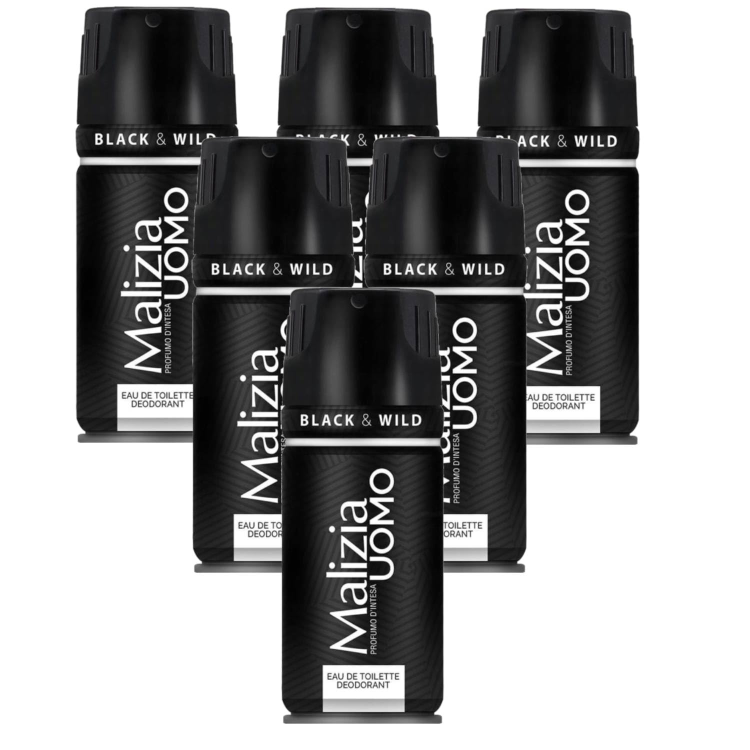 Malizia Uomo Parfum d'Intesa Deodorant Spray 150 ml – Eau de Toilette für Herren, intensiver und langanhaltender Duft, Frische für den ganzen Tag (Black&Wild 6 Einheiten)