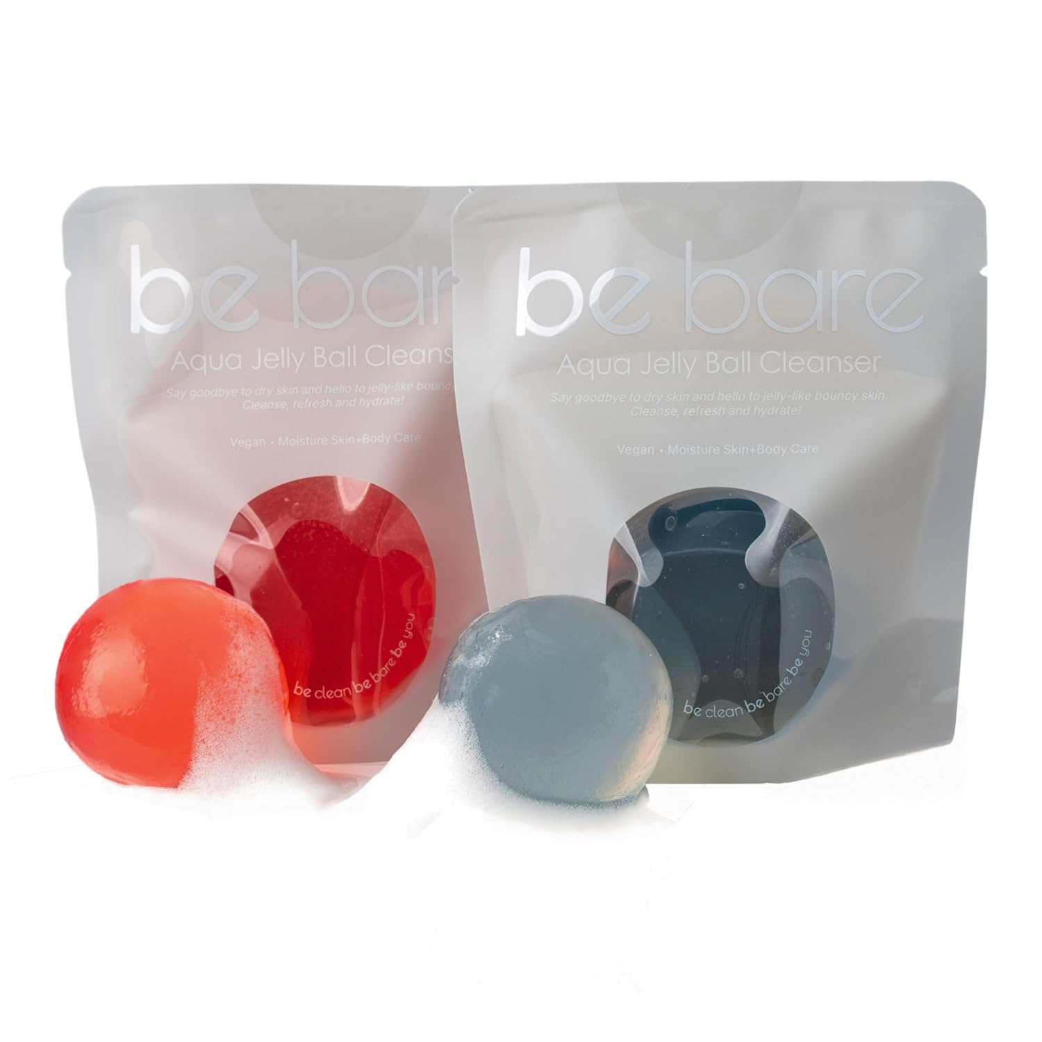 Naisture Bebare Jelly Ball Duo (2pc): Daily Face Wash Korean Skin Care Cleanser in Peachy Pink and Fresh Aqua