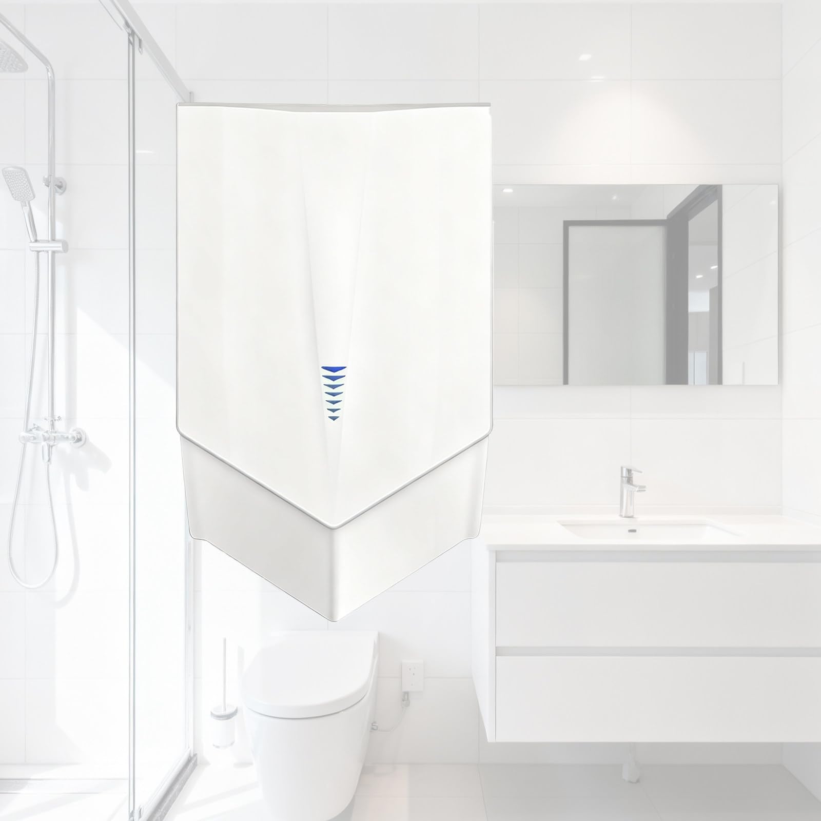 Seche Main Electrique Mural, Sèche-Mains Professionnel, 1500W, Ventilation Rapide, Capteur Infrarouge, IPX1, Idéal pour Restaurants et Magasins White