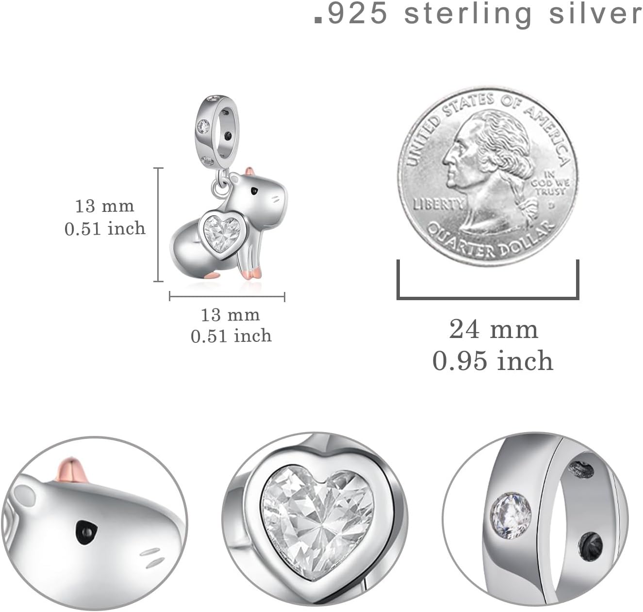 TYSO Capybara Charm 925 Sterling Silver Capybara Gifts Capybara Stuff Birthday Gifts Jewelry for Women - Image 6