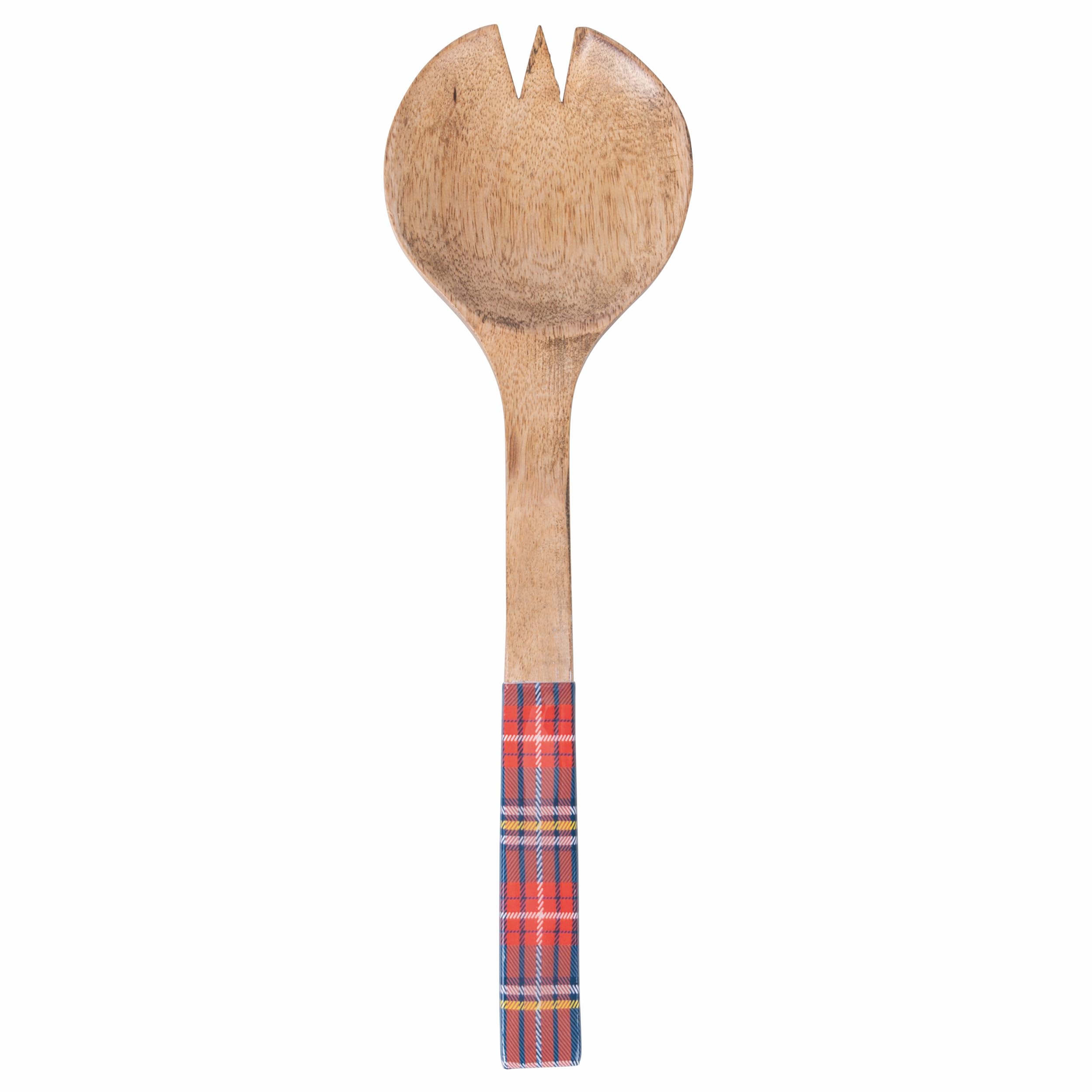 Villa d'Este Home Tivoli Zestaw 2 sztućce do serwowania z drewna mango, emaliowany uchwyt, Tartan