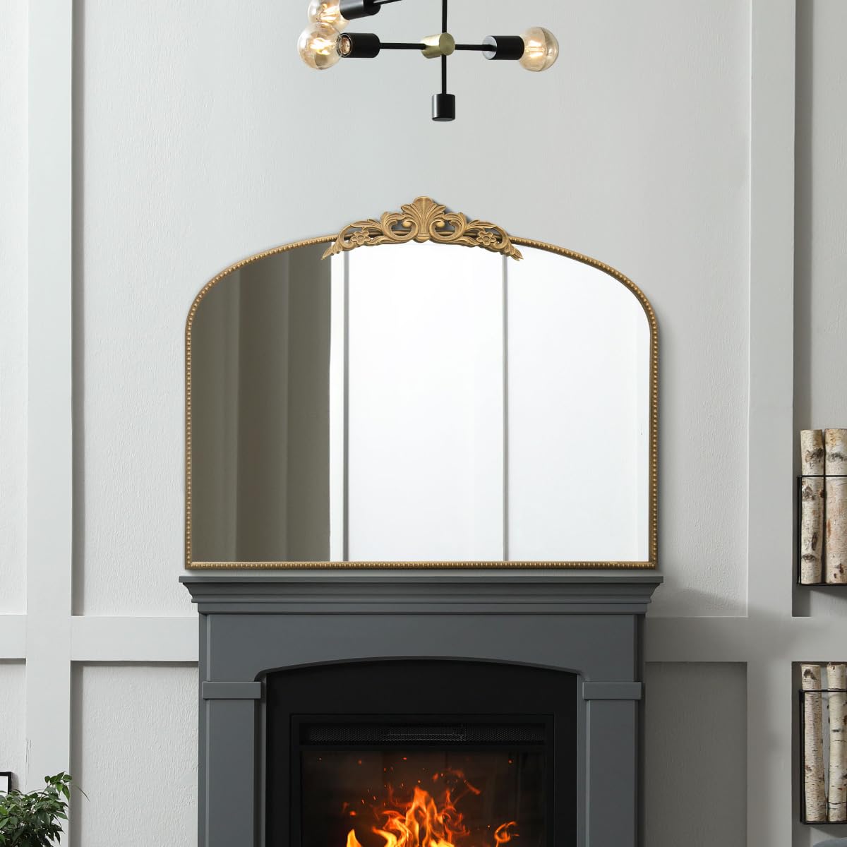 MirrorOutlet The Crown - Gold Metal Framed Classic Arched Wall Mirror with Feature Crown 40" X 31" (102CM X 80CM) Black. 2cm Wide Frame and 3cm Deep.