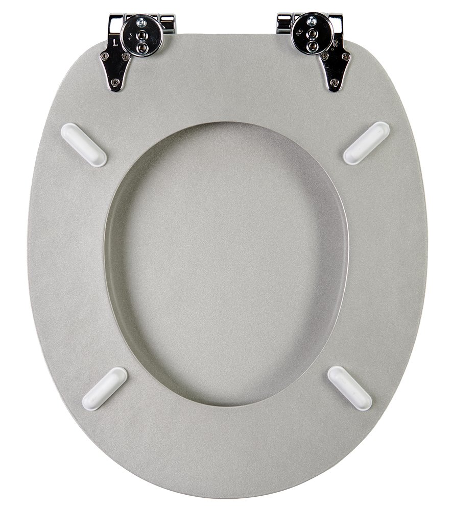 Sanilo WC Sitz mit Absenkautomatik, hochwertiger Toilettendeckel, einfache Montage, stabile Scharniere, Glitzer Silber