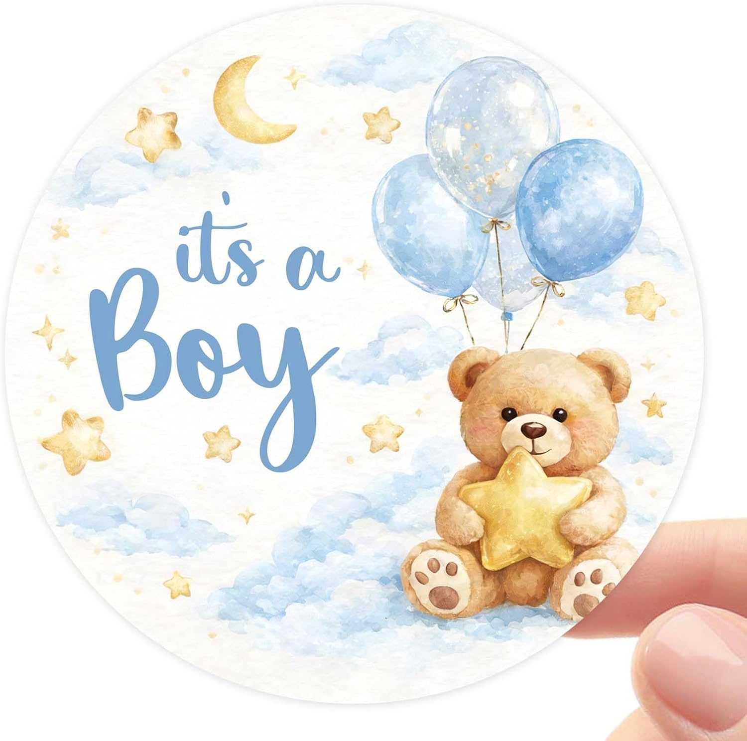120 Pack It’s a Boy & It’s a Girl Baby Shower Favor Stickers, Teddy Bear Moon Star Baby Shower Decorations for Candy Bags, Gift Tags, Treat Bags, Envelope Seals & Gender Reveal Party Favors, 1.6 Inch