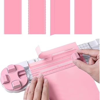 Papierschneider4-in-1 Schneideger t Papier CutterFotoschneider mit geraden gewelltenperforierten und rillenden Zifferblatt KlingenPapier Schneidemaschinef r BastelpapierPostkarteScrapbookRosa