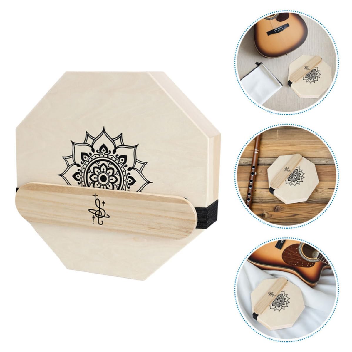 Cajon Portatile Ottagonale in Legno, Design Artistico per Adulti | Tre in Risonanza Potenziata, Beige, per Prove Indoor e Live, Adatto a Principianti