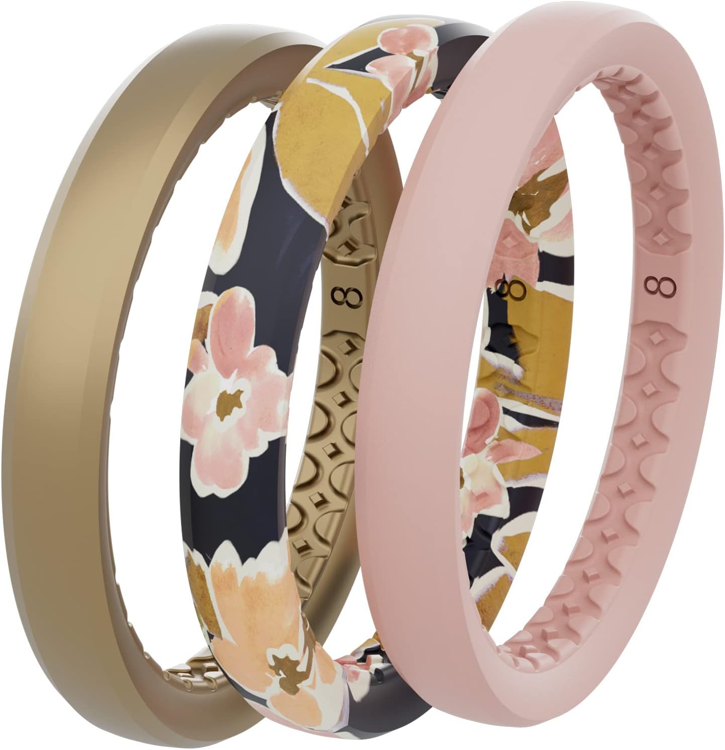 Groove Life Stackable Rings - Breathable Silicone Wedding Rings for Women, Unique Design, Comfort Fit Ring