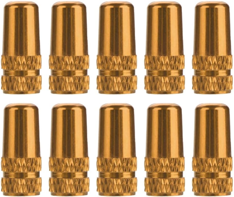 10 tapas de válvula Presta de aleación de aluminio doradas miniatura 1