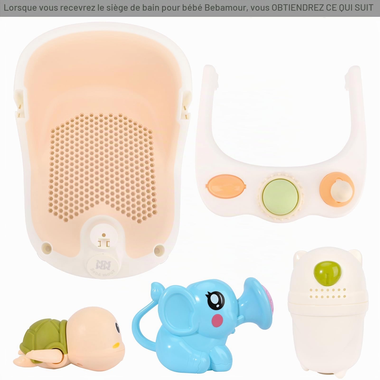 Bebamour Siège de bain bébé 6 mois+ enfant baignoire antidérapante siège de bain bébé avec jouets,A New Pink