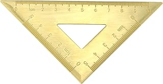 HEVSTIL Triangle Ruler, 45/90 Degrees, Brass & Copper Metal, Thicken Ruler for Drafting & Drawing