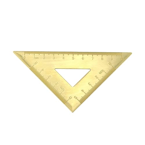 Miniatura 1 de HEVSTIL Regla triangular de latón 4590, regla gruesa de metal de cobre, regla triangular de 4590 grados para dibujar, aprendizaje