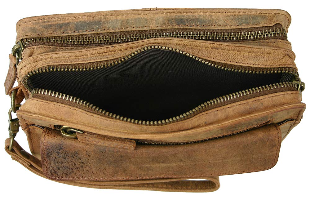 J JONES JENNIFER JONES Borsa da polso in vera pelle per uomini, borsa-portafoglio, borsa-portatutto, borsa a mano - 6152