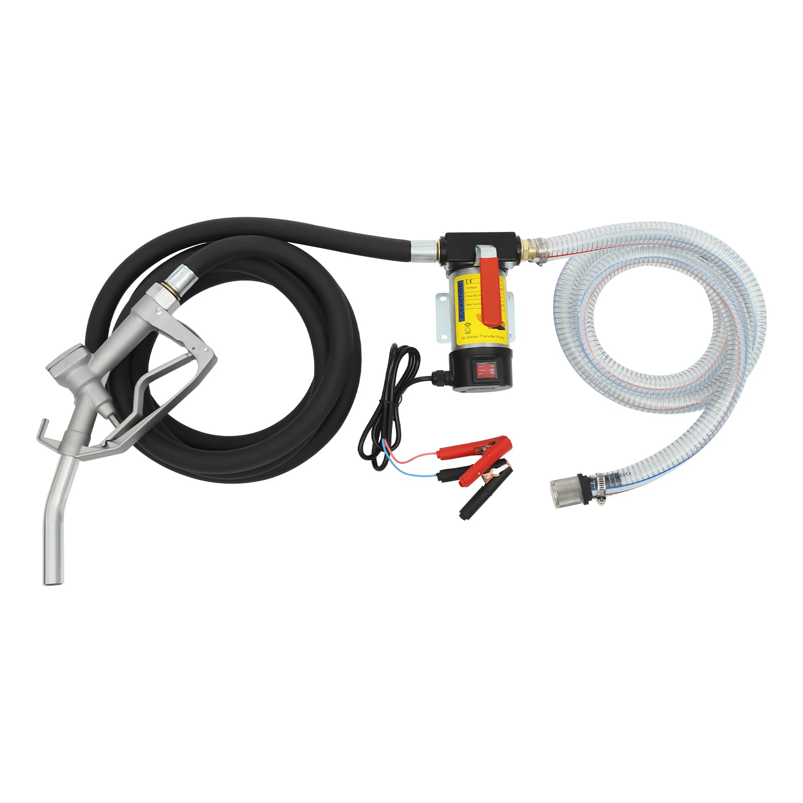 45 l/9,9 gal Kit de bomba de aspiración diésel de 12 V con boquillas y mangueras para transferencia de diésel, bomba diésel autocebante DC con una potencia máxima de 200 W