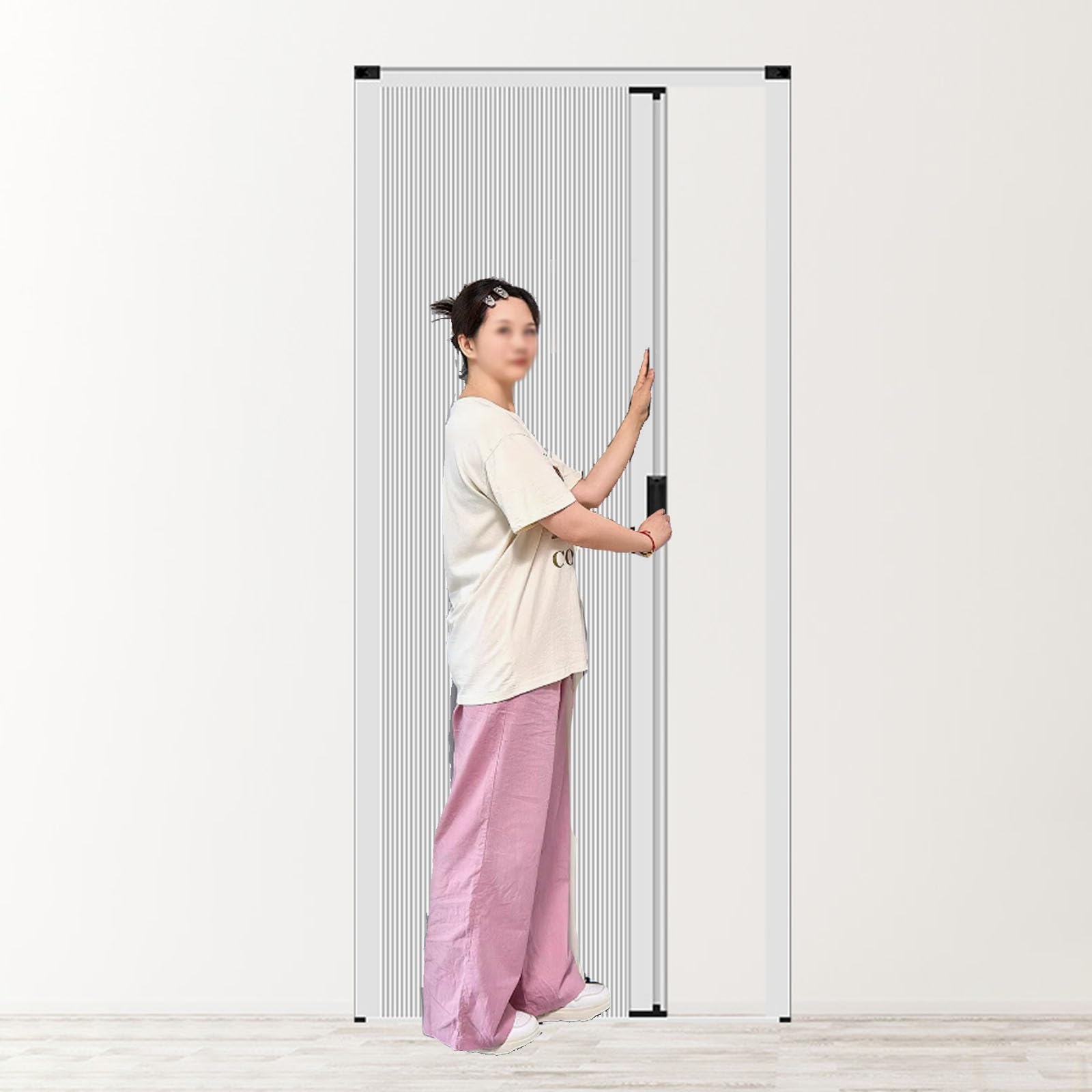 falttür Weiße Innen-Akkordeon-Falttür, Verdunkelbare Einziehbare Schrank-Schiebetür Mit Rahmen, Vorübergehender Tür-Raumteiler(WxH 34x80in(86x203cm))