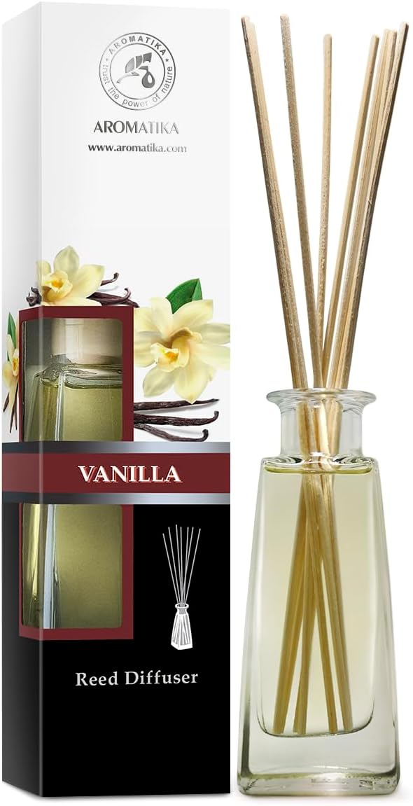 - Reed Diffuser with Natural Essential Oil Vanilla 3.4 Fl Oz (100ml) - Scented Reed Diffuser - Gift Set with Bamboo Sticks - Best for Aromatherapy - SPA - Home - Office - Fitness Club