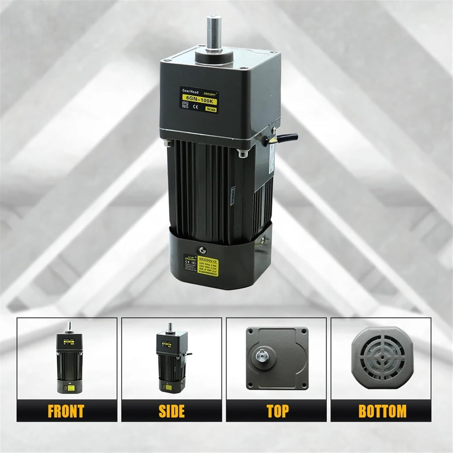 250W AC 110V 220V 50 60Hz Induction Gear Motor with Speed 1400 RPM to 5rpm 104mm Flange Engine for Packaging Machine(220v,470rpm)