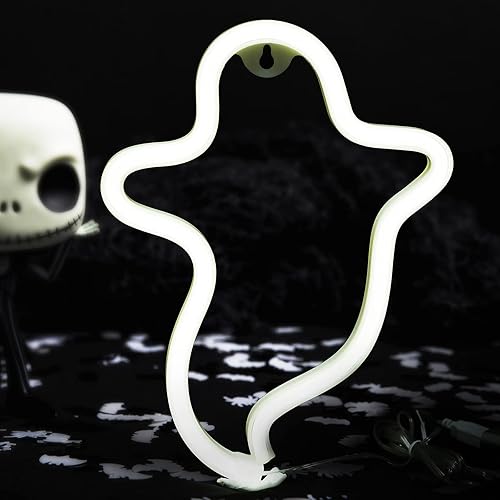 Letreros de neón de fantasma, luces de noche de Halloween, con forma de fantasma, lámpara LED colgante con USBluces nocturnas, lámpara de neón de