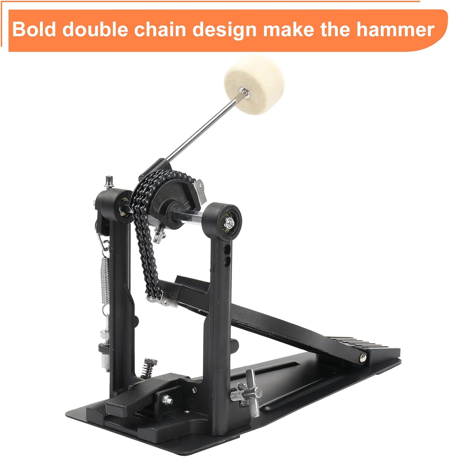 Ktaxon Double Bass Drum Pedals, Double Chain Drum Step on Hammer for Drum Set and Electronic Drums, Black