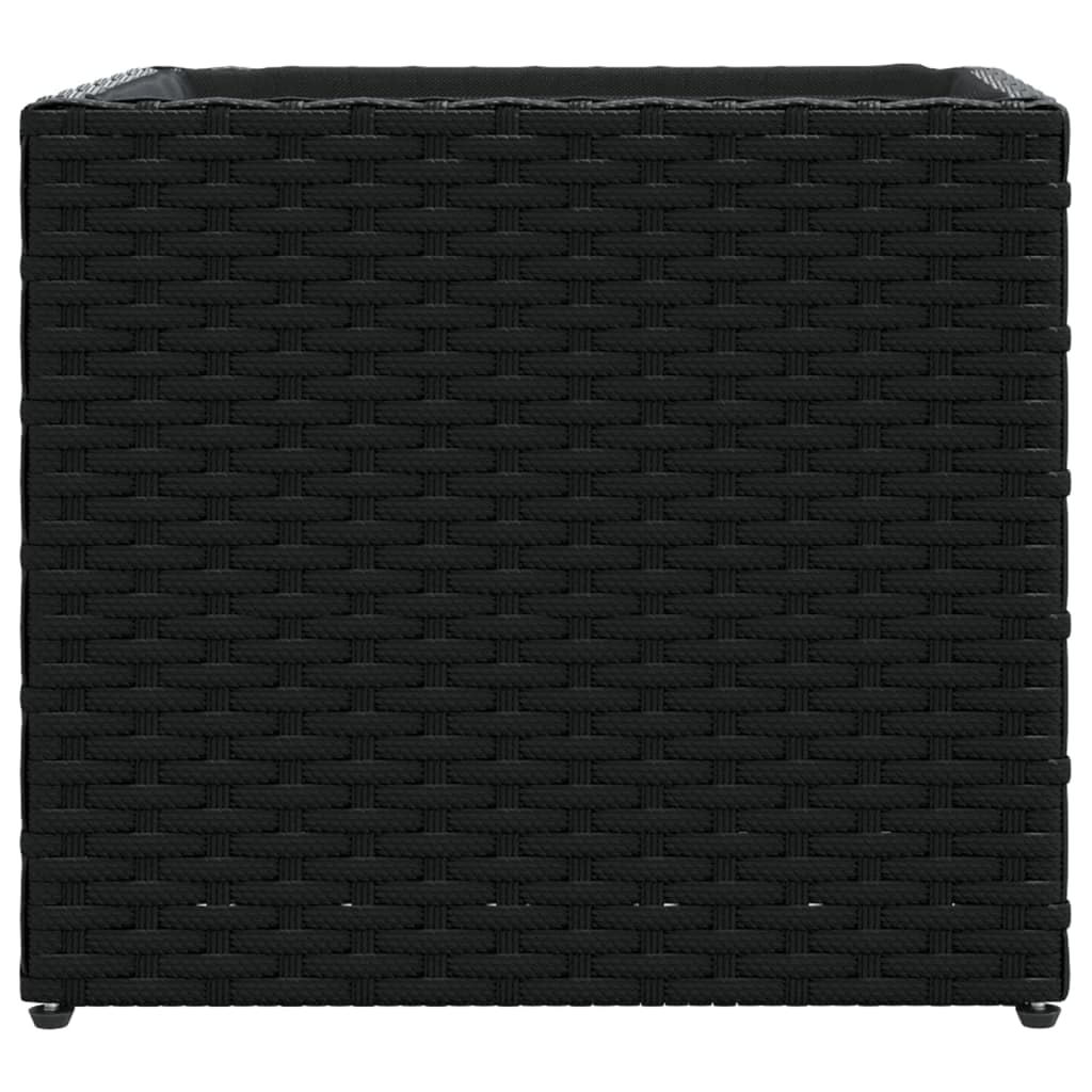 Jardinière Noir en résine tressée 36x30x32 cm avec Cadre Acier et Sac Non tissé, Pot Cache Jardiniere pour Plante Fleur Interieur Exterieur Balcon terrasse Jardin, décoration Durable