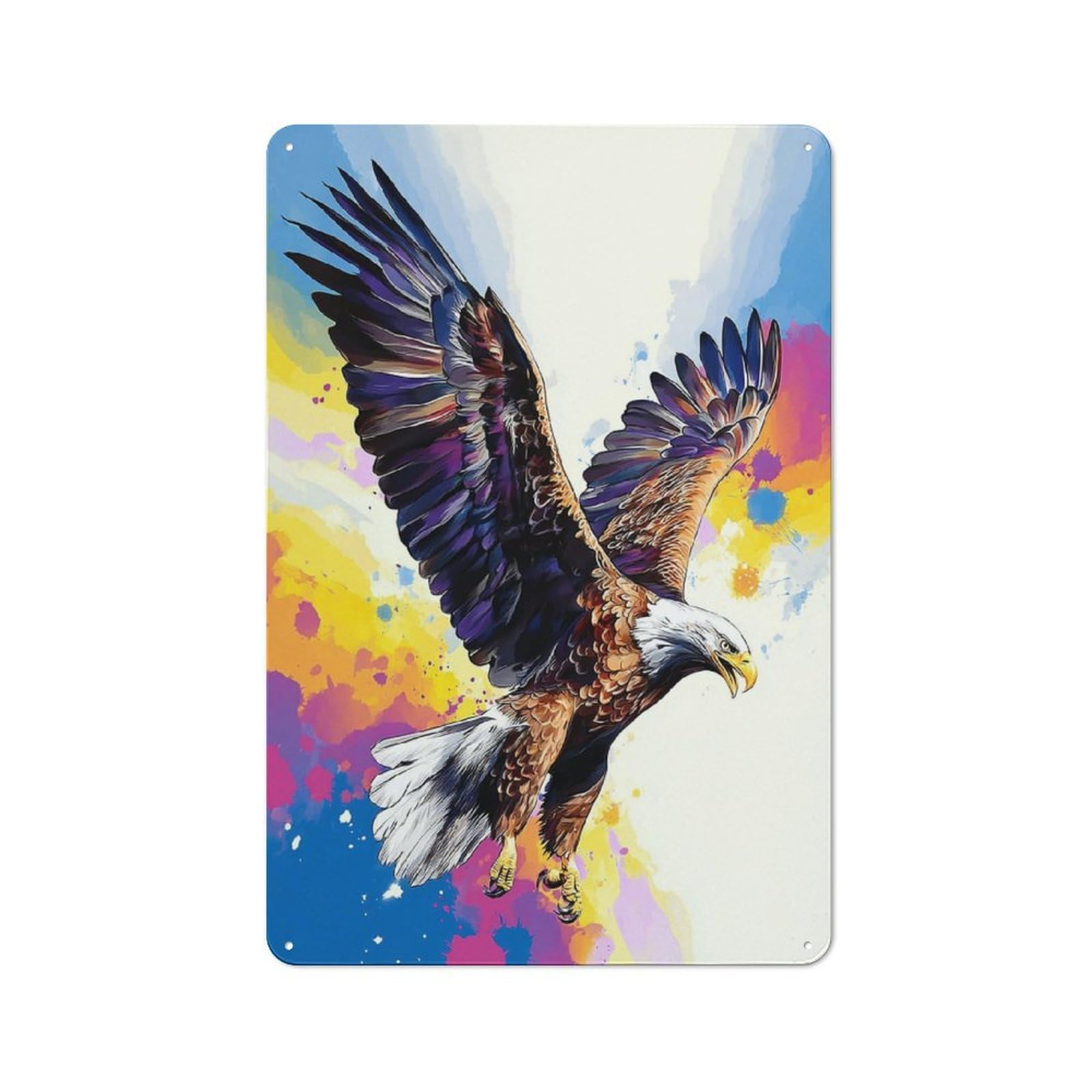 Junmoney Colorful Eagle In Flight Tin Wall Plaque 30X20cm With For Workshop Wall, Suited To Makers And Diy Enthusiasts