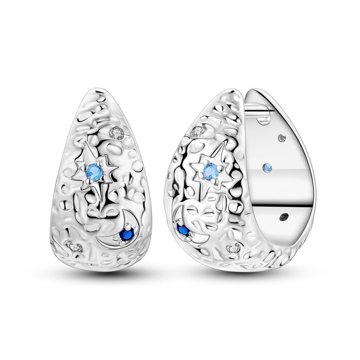 NARMO 925 Sterling Silber Mond und Stern Leichtgewicht Ohrri