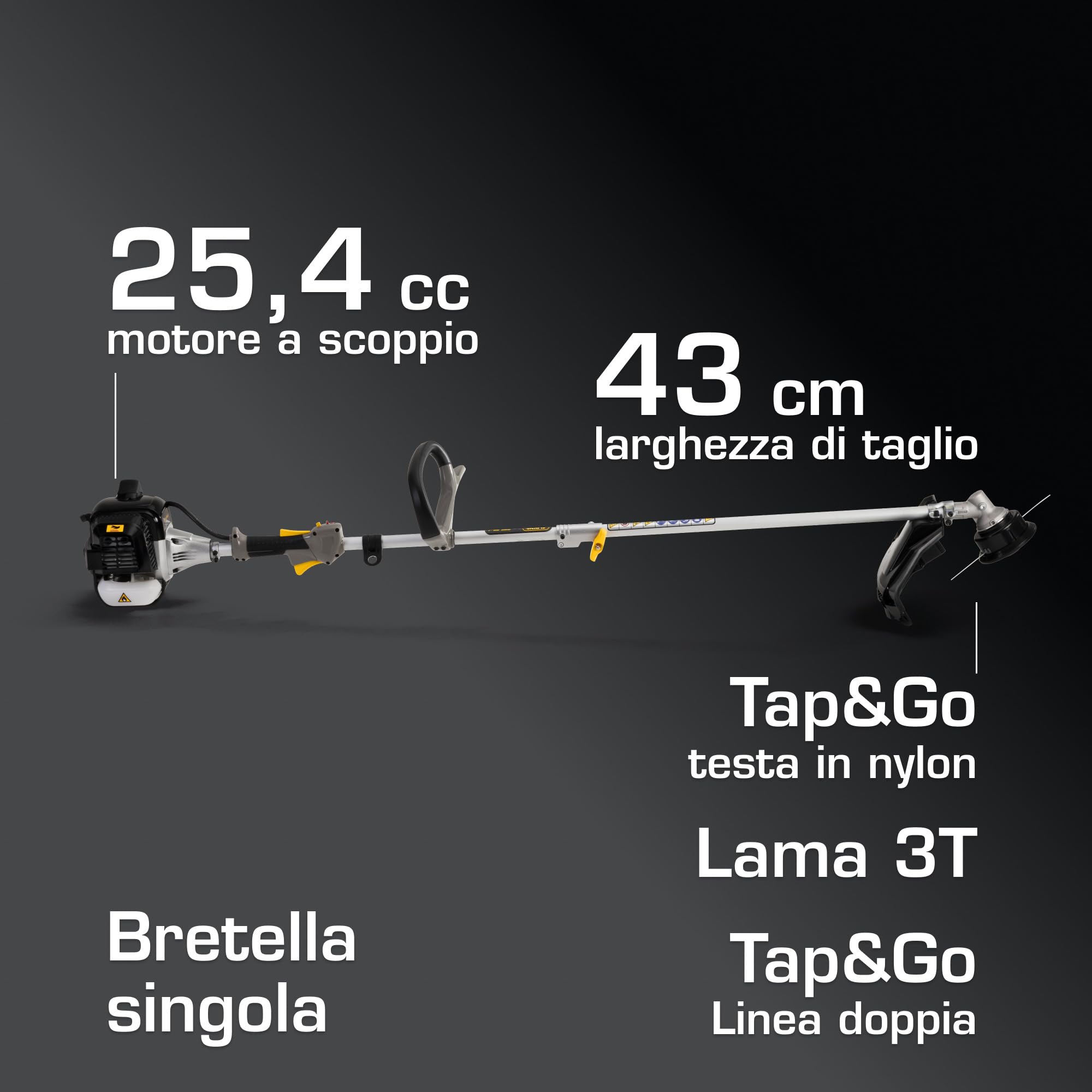 Alpina ABR 26 J Decespugliatore A Scoppio, 25,4 cc, 700 W – Asta Divisibile, Easy Start – Per Erba Incolta E Vegetazione Fitta