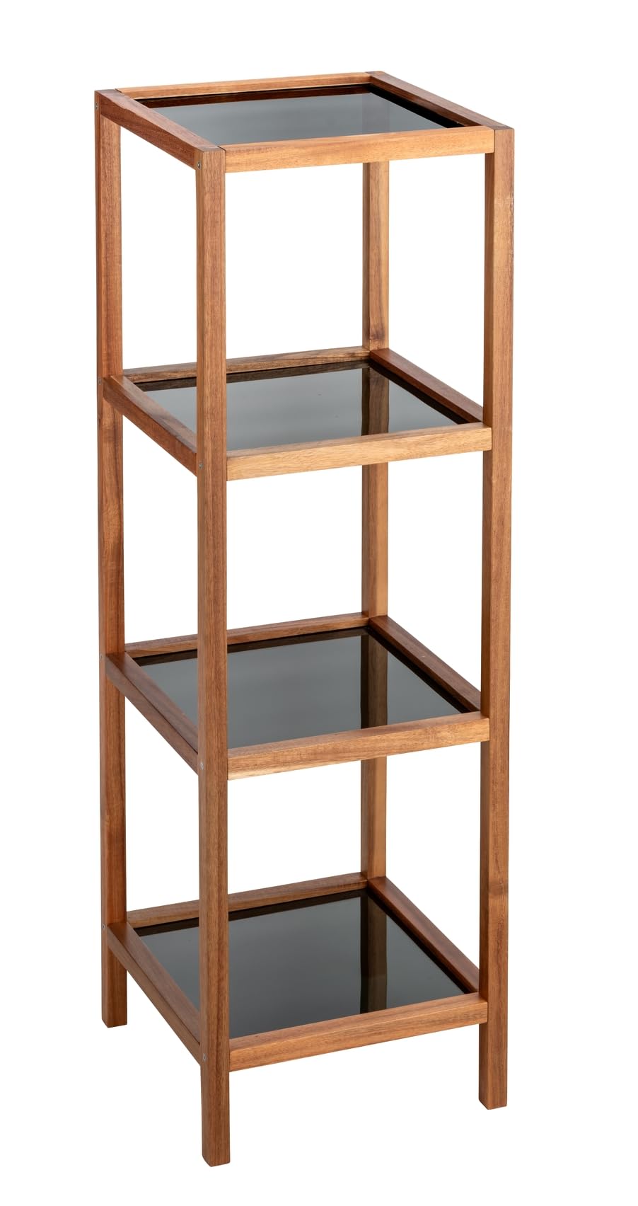 WENKO Fondi - Estantería para baño y salón (Madera de Acacia Maciza, 4 estantes, 36 x 112 x 36 cm), Color Negro