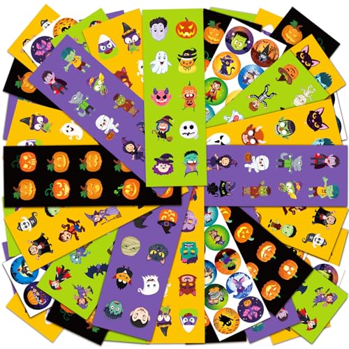 Benresive 1240 Pcs Halloween Stickers for Kids Classroom - 120 Sheet Cute Water Bottle Stickers, Halloween Party Favors Bulk, Gifts for Kids Classroom Pack