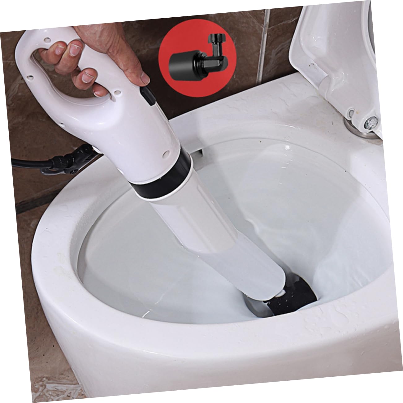 Desatascador de Desagüe Blanco Mango Ergonómico de Plástico para Eliminar Obstrucción de Inodoro y Limpiar Tuberías en Hogares y Baños