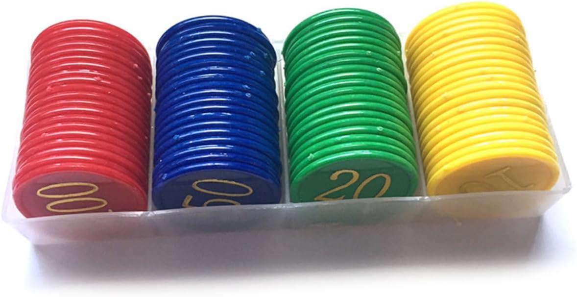 80Pcs round Plastic Counting Chips Number Printed for Games Learning | Colored Plastic Pieces, Math Counting and Sorting Use, Game Counter, 80pcs Set for Home Shop Bar