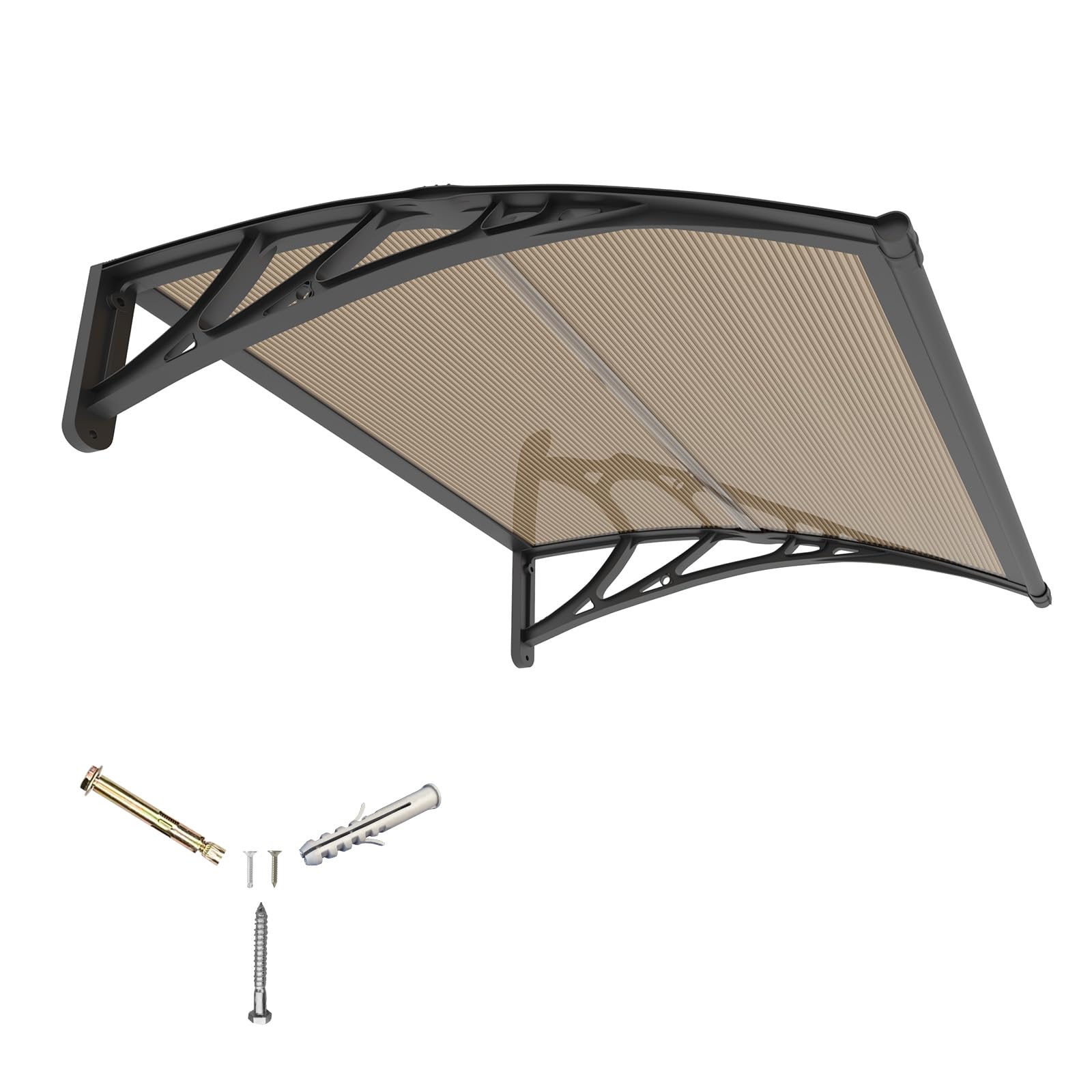 DAWNINGHOMM Front Door Canopy Outdoor Awning, 200 x 100 cm Awnings for Patios Porch Rain Shelter with ABS Bracket,Polycarbonate Sheet, UV,Snow Protection