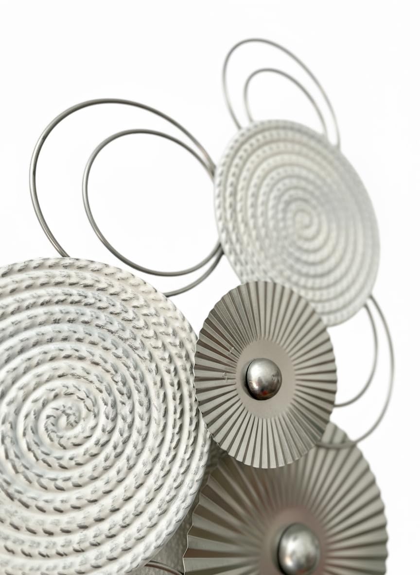 MF 3D Wandbild Sixo Metall Wanddeko Wandschmuck Kreise 83x38 cm Deko Wohnen Wanddekoration Mehrfarbig Silber Weiss