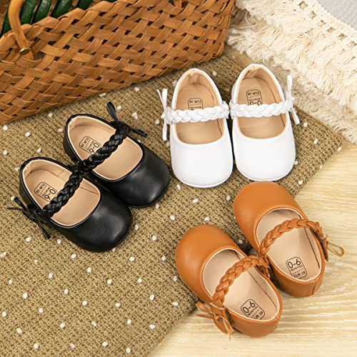 Image of Meckior Infant Baby Girl Sandals Soft Non-Slip Rubber Sole Handmade Princess Wedding Dress Shoes Toddler First Walkers